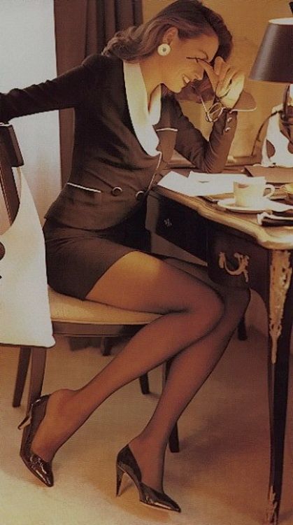 Business women pantyhose and high heels