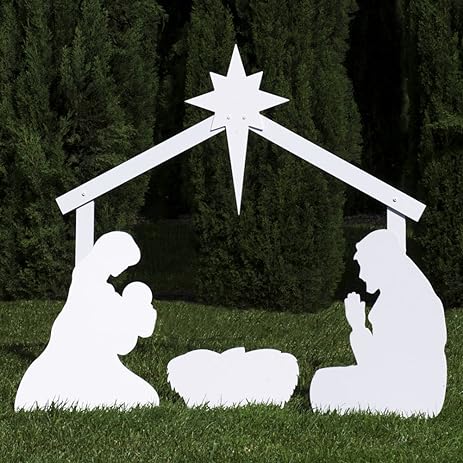 White outdoor nativity scene