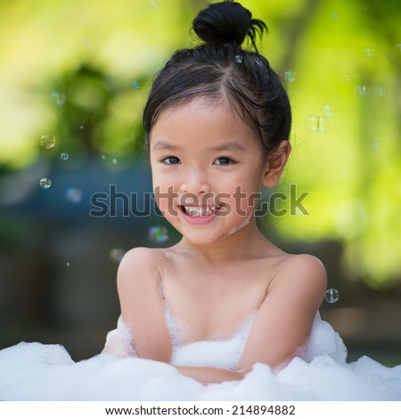 Young asian girl bath