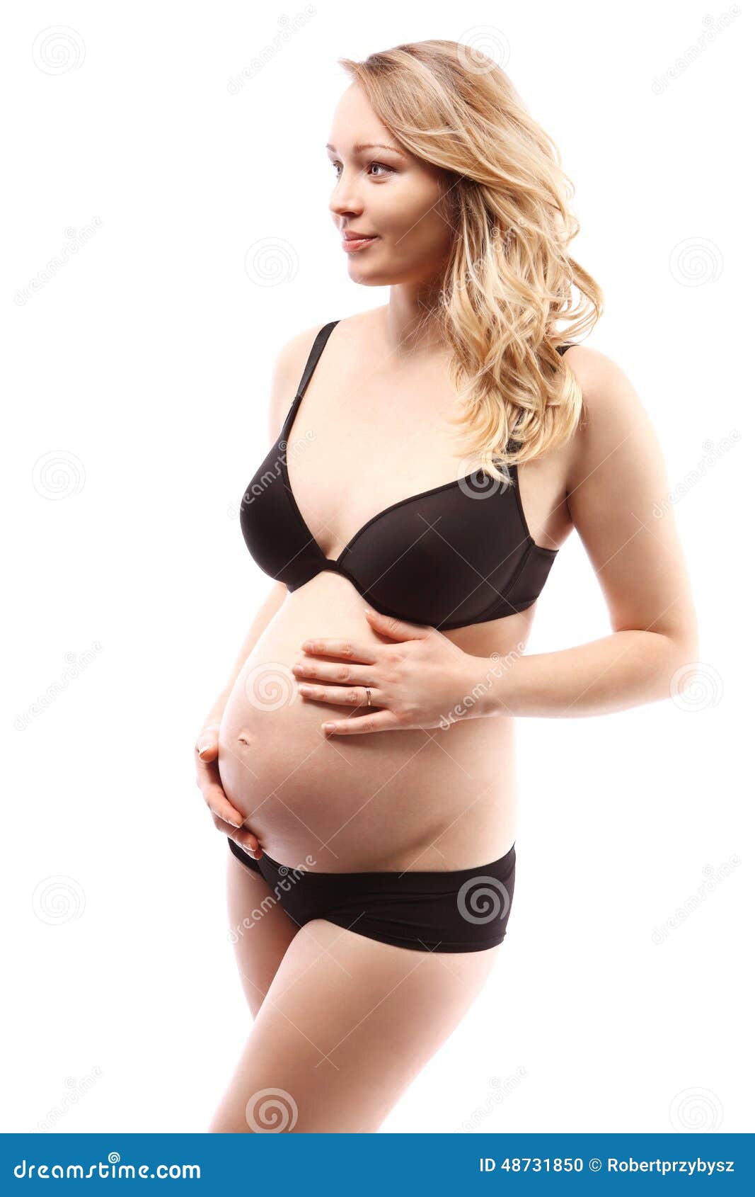 Pregnant woman in panties