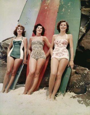 Vintage postcard surfer women