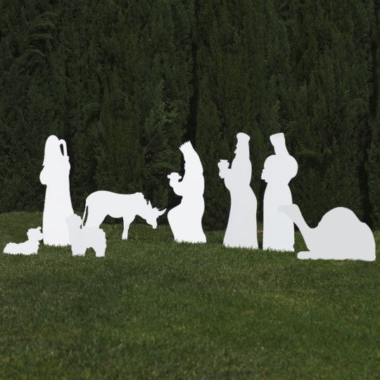 White outdoor nativity scene