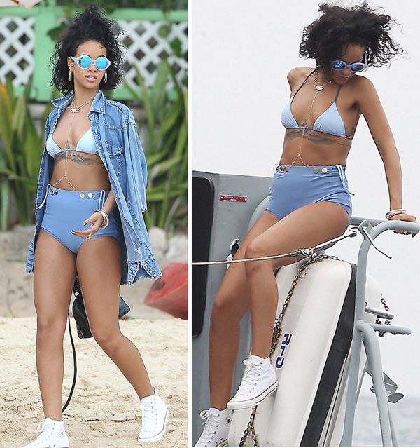 Rihanna barbados see thru bikini
