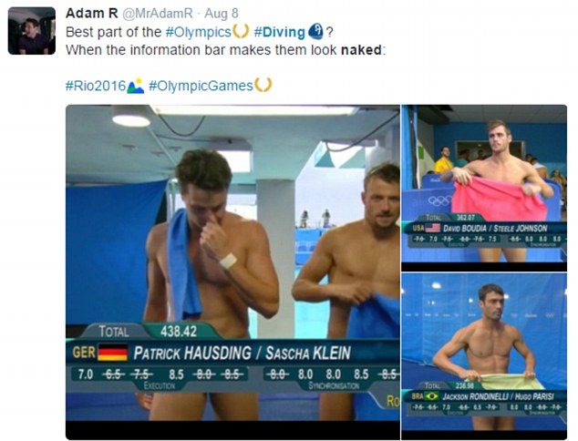 Diving nude male athletes