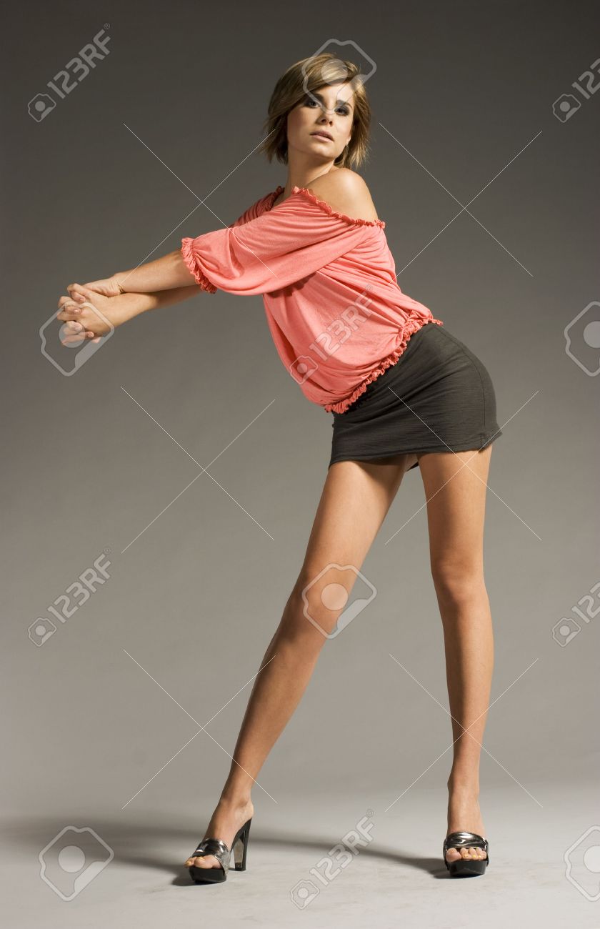 Blonde teen mini skirt
