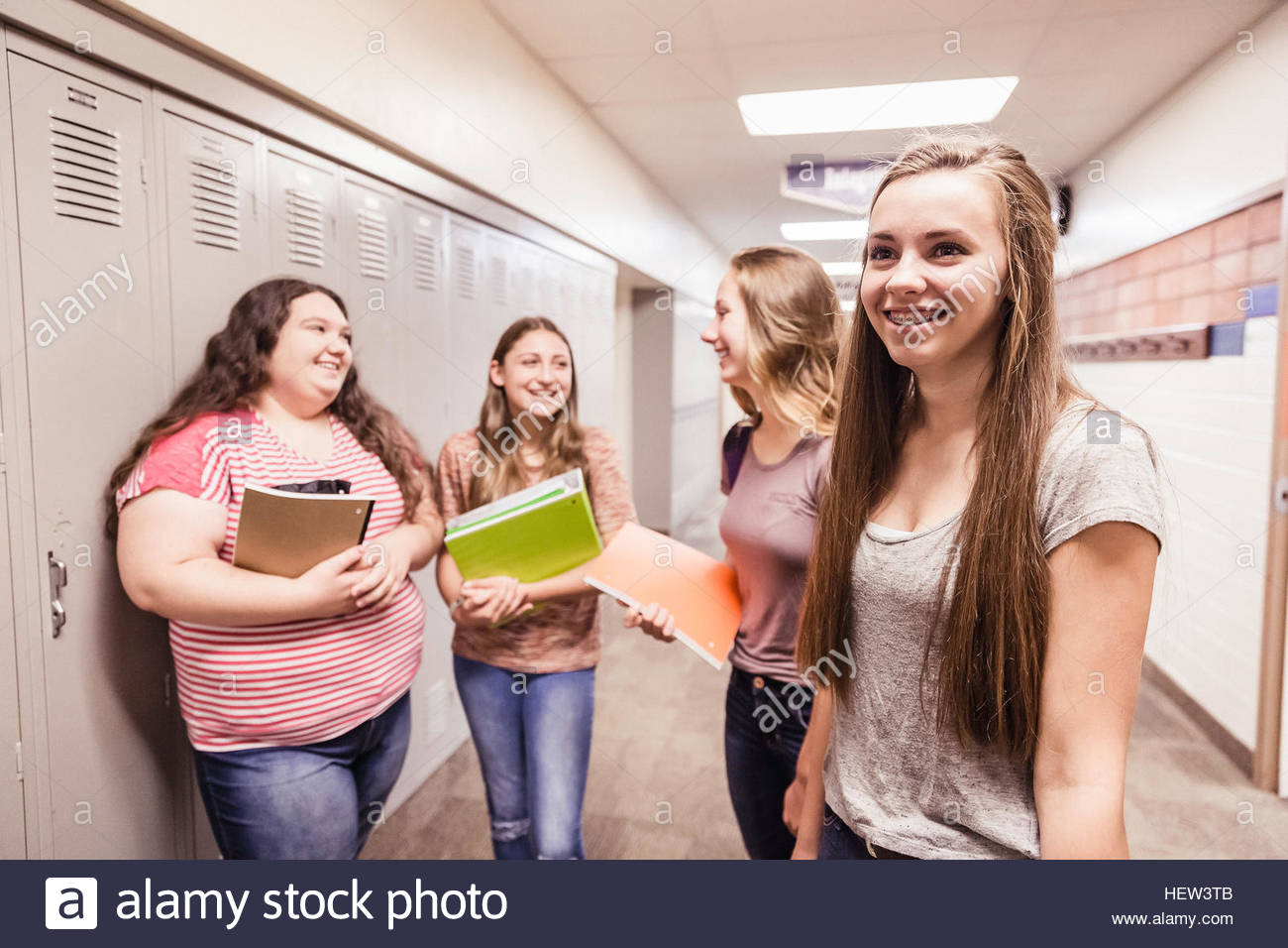Girls having fun in locker room