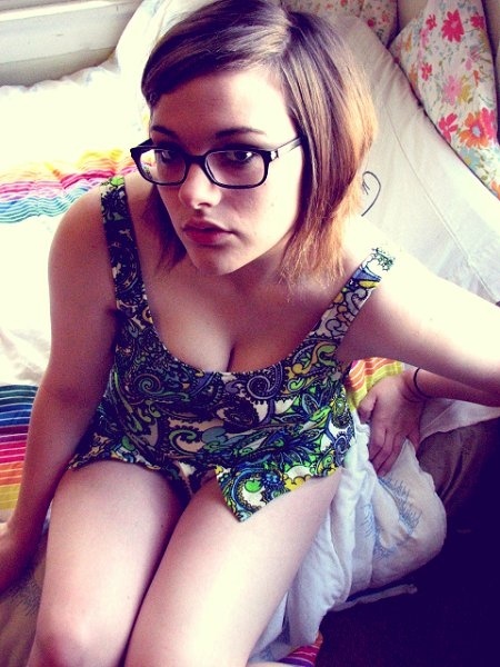 Sexy nerd girl glasses big tits