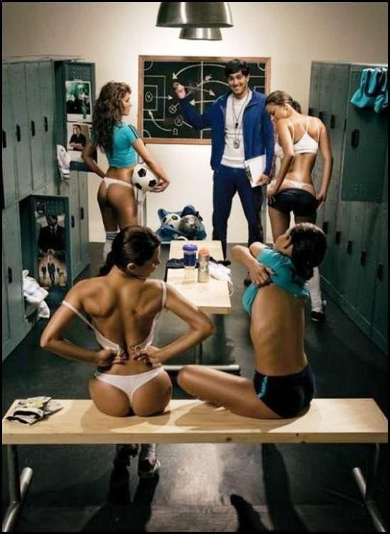 Girls having fun in locker room
