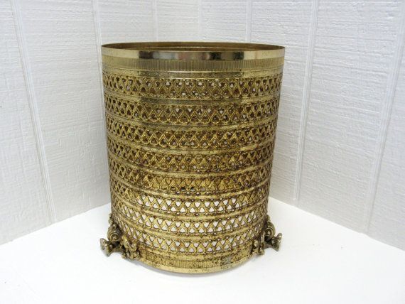 Antique gold wastebasket