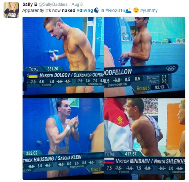 Diving nude male athletes
