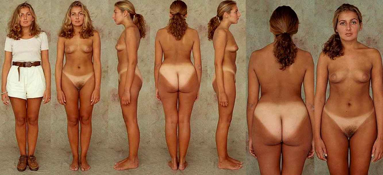 Nude female body line up