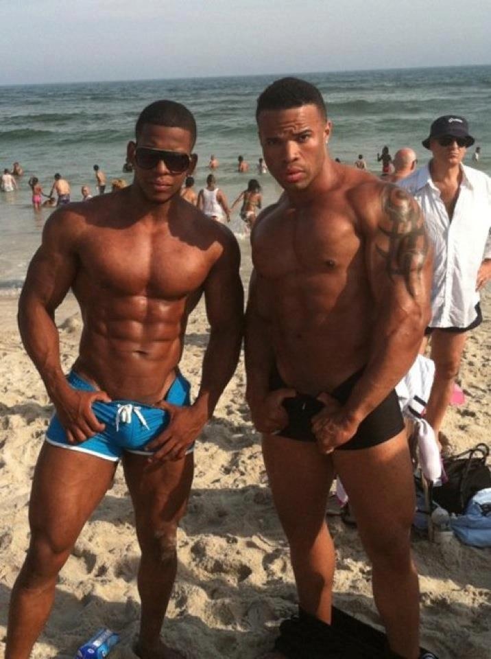 Big black gay muscle men