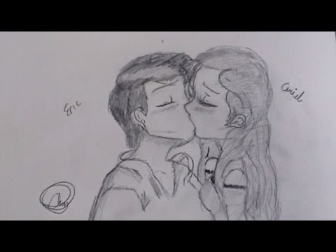 girls anime Two drawing kissing