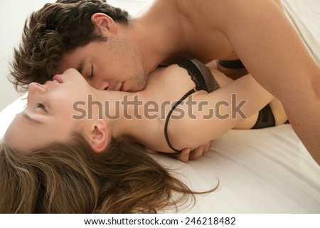 Sex romantic couple kissing