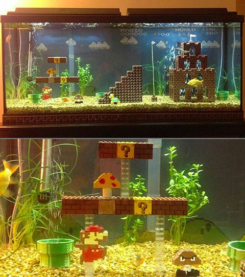 Super mario fish tank decorations