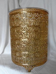 Antique gold wastebasket
