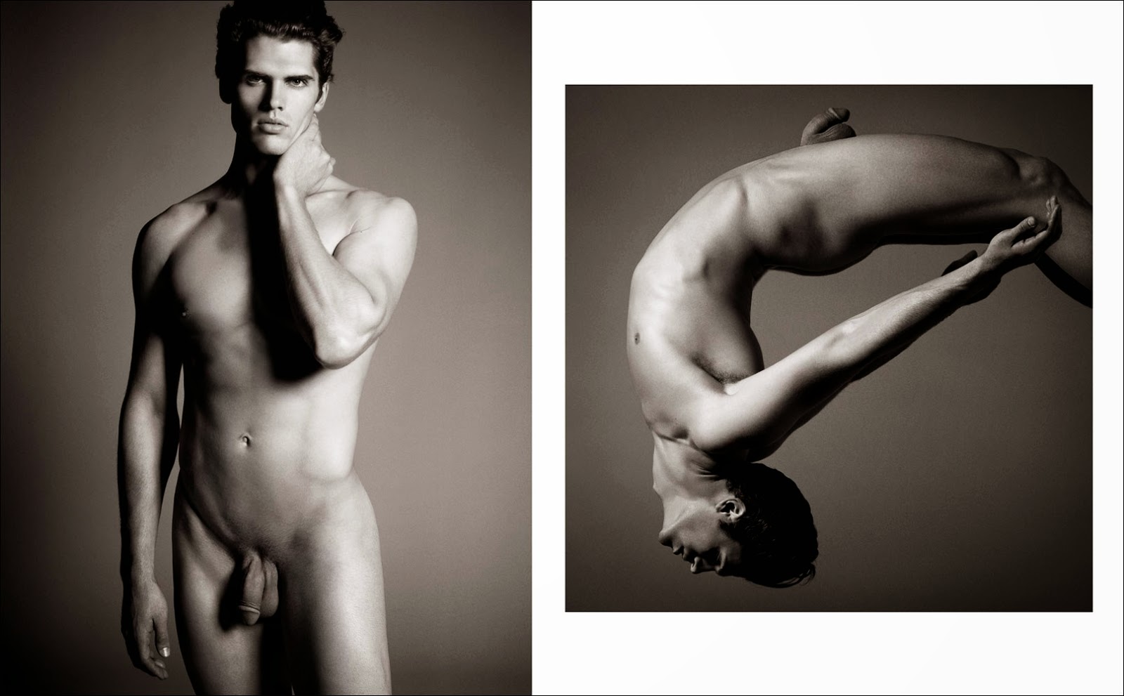Nude male models frontal