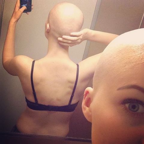 Shaved smooth bald women