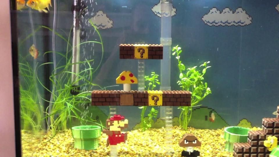 Super mario fish tank decorations
