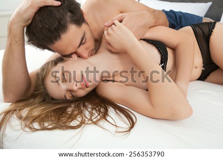 Sex romantic couple kissing