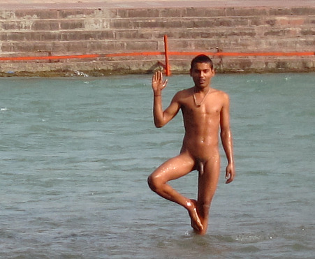 model Bathing nude indian